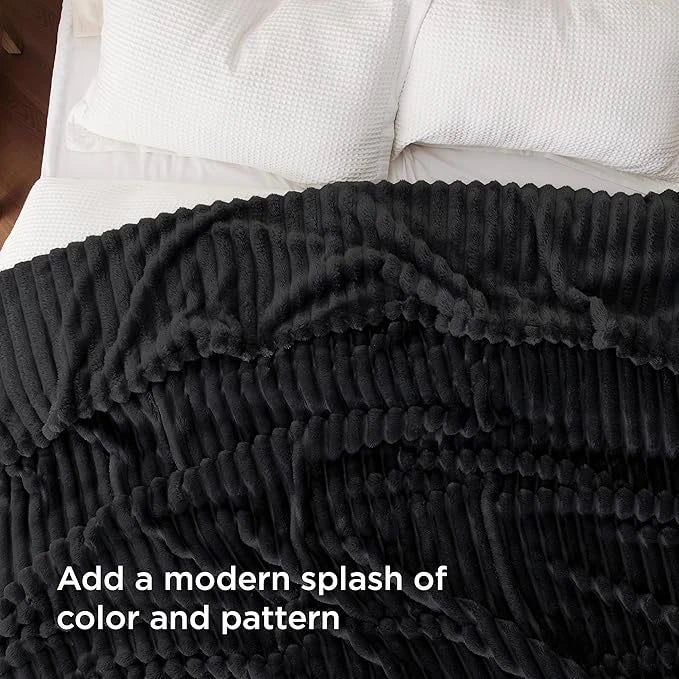 Ribbed Faux Fur Throw Blanket